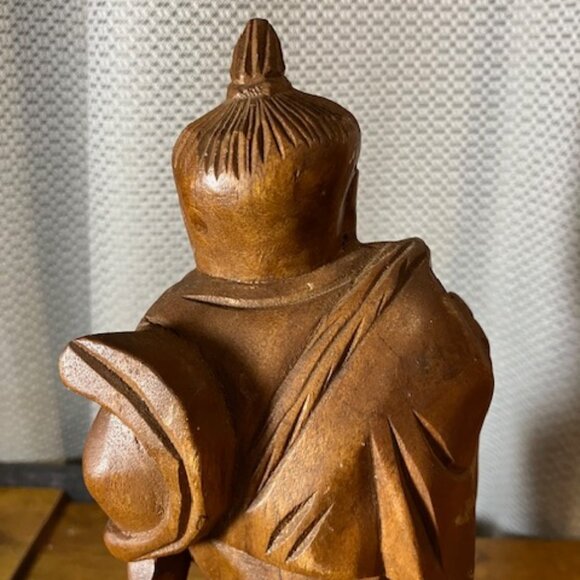 Vintage 1970 Wooden Carved Fisherman 10" Handmade in Hawaii - Picture 7 of 9